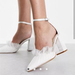 ASOS Be Mine Bridal Megan Tulle Block Heel Ivory